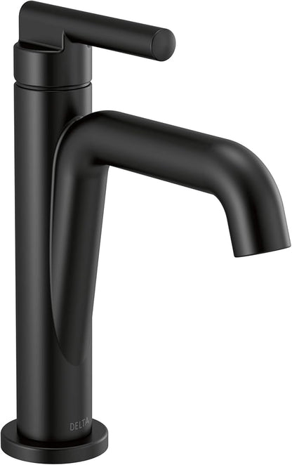 Delta Nicoli Matte Black Bathroom Faucet 1 Hole, Single Hole Bathroom Sink Faucet for Vanity, Push-Pop Drain Assembly, Matte Black 15849LF-BL