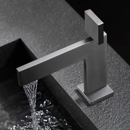 Bathroom Water Faucet Single Hole Waterfall Faucet for Bathroom Sink Single Handle Gun Gray