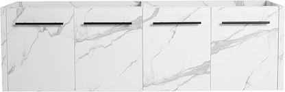 60 Inch Floating Bathroom Vanity,60" Bathroom Vanity Without Sink,Modern Bathroom Vanity Cabinet,White Wall Mounted Cabinet(Sink Basin Not Included)