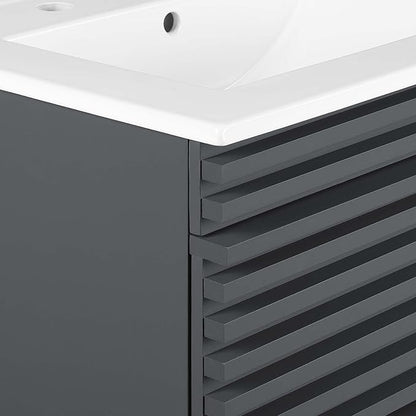 Modway Render 24" Wall-Mount Bathroom Vanity in Gray White