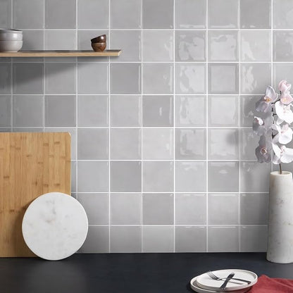 Commomy Thicker Gray Peel and Stick Tiles - 10 pcs of 12" x 12" - 3D Adhesive Square Peel and Stick Tiles Backsplash for Kitchen, Bathroom, Removable, Waterproof, Vinyl Wall Tile (Gray)