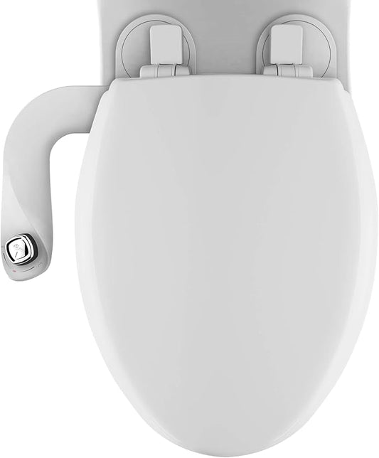 Bio Bidet Cassel Bidet Bundle, Slow-Close Never Loosen Toilet Seat with Perfect Fit, Fresh Water Spray, Non-Electric, Easy to Install Bidet, ELONGATED, White