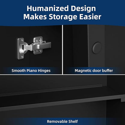 Medicine Cabinet 20 x 28 Inch, Black Bathroom Medicine Cabinet with Mirror,Metal Beveled Mirror, Adjustable Shelves, Recessed or Wall Mount, Sturdy & Solid, Bathroom Mirror with Storage