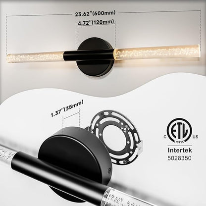 LED Bathroom Vanity Lights,24 inch Bathroom Light Fixtures Over Mirror,3000K Natural Warm Light, ETLï¼†UL Listed, Modern Wall Sconce for Bedroom,Living Room,Hallway,Black