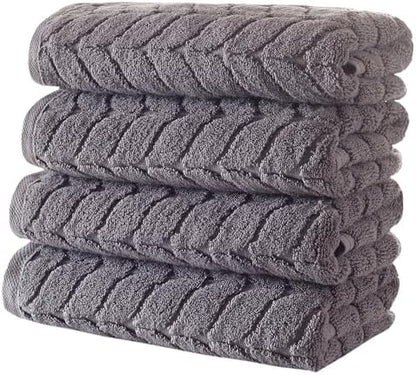 BAGNO MILANO Turkish Cotton Bath Towels, Hand Towels - Soft Plush Jacquard Collection Luxury Towels Set (Grey, Towel Set of 3)