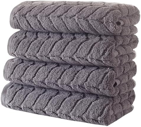 BAGNO MILANO Turkish Cotton Bath Towels, Hand Towels - Soft Plush Jacquard Collection Luxury Towels Set (Grey, Bath Towel Set of 2)