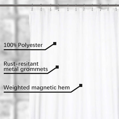 N&Y HOME Fabric Shower Curtain Liner Wide and Long 78 x 78 inches, Hotel Quality, Washable, Water Repellent, White Bathroom Curtains with Grommets, 78x78