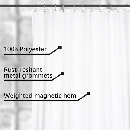 N&Y HOME Extra Wide Extra Long Fabric Shower Curtain Liner 108 x 84, White | Hotel Quality, Bottom Magnets, Machine Washable, Water Repellent, 108x84 Cloth Shower Curtain with Grommets for Bathroom