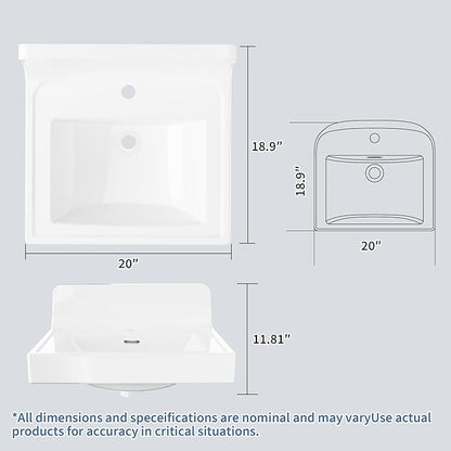 20X17 Inch White Ceramic Drop-in Bathroom Sink, Oval Vanity Top with & 3-Hole Faucet (1.25" Centers), CUPC Certified Contemporary Lavatory for Small Spaces