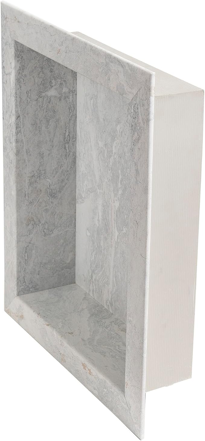 Palisade 17.5 in x 15.5 in Vinyl Shower Niche Polar Frost | Waterproof Shower Insert