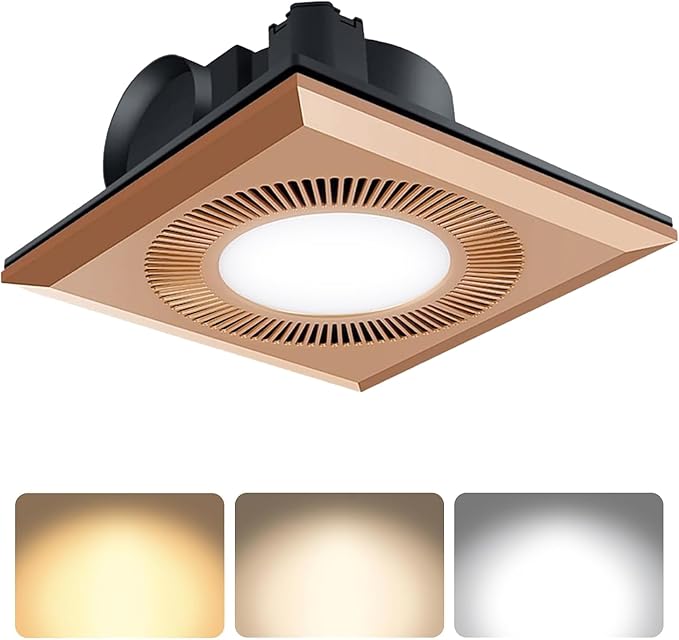 Bathroom Exhaust Fan with LED Light Vent Fans for Ceiling,Ventilation Fan Light Combo 374 CFM 1.2 Sones Quiet for Bathroom Shower Restroom Farmhouse - Adjustable Light 3000K/4000K/6500K