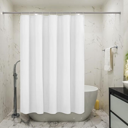 Embossed Microfiber Stall Shower Curtain Liner 60 x 72 inches, Soft Fabric Shower Curtain Washable and Water Repellent,60x72, White