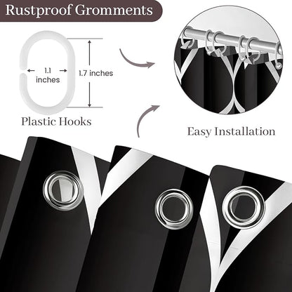 Gelbchu Geometric Shower Curtain for Bathroom, Black, 72x72 Inch | with Hooks, Premium Polyester, Quick Dry, Water Repellent, Machine Washable, Rustproof Grommets, Modern Minimalist