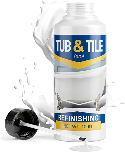 Tub and Tile Refinishing Kit, 3.30oz White Quick-Dry Tile Paint for Wall & Floor, Sink Bathtub and Toilets Paint for Bathroom, Kitchen, Toilets, Water Based