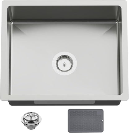 22x18 In Undermount Kitchen And Bar Sink- Stainless Steel Single Bowl Kitchen Sink Modern Drop In Bar Sink With Silicon Mat,Drain Strainer Set Compatibility With Various Kitchen & Bar Style