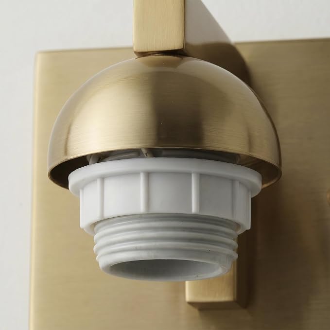 mirrea 1-Light Brushed Gold Bathroom Vanity Light with White Glass Shade | Over Mirror,Wall Sconce,ETL listed,Bathroom Lighting Fixtures,Elegant Design,Milk White Glass Shade,Easy Installation