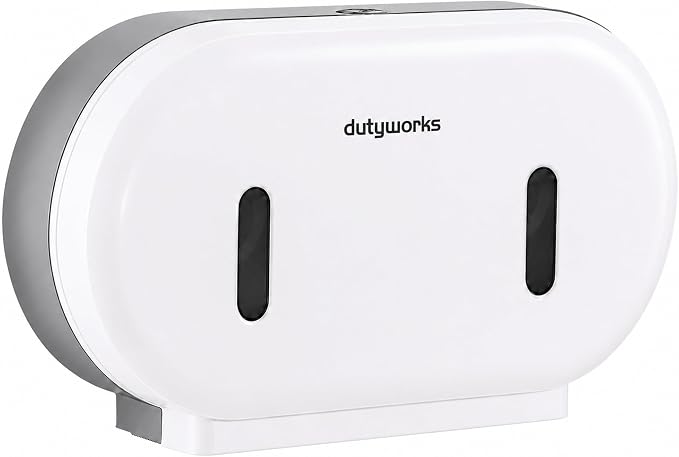 Commercial Double Roll Toilet Paper Dispenser Wall Mount | Holds Rolls up to 9 in, Lockable, Visible Window, Sliding Divider, No-Drill Installation, Heavy Duty ABS