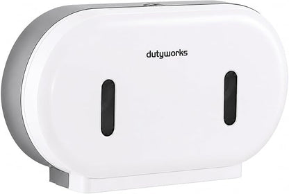 Commercial Double Roll Toilet Paper Dispenser Wall Mount | Holds Rolls up to 9 in, Lockable, Visible Window, Sliding Divider, No-Drill Installation, Heavy Duty ABS