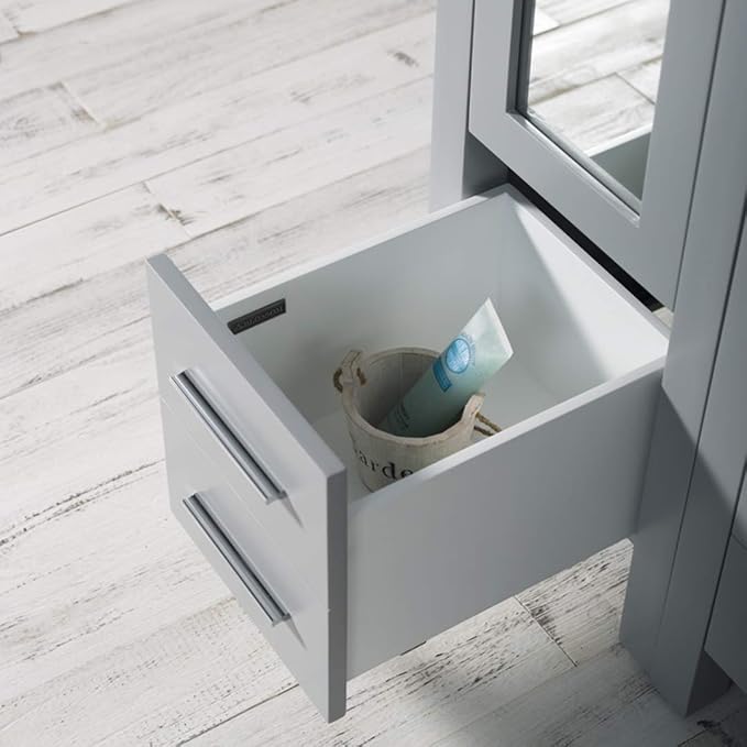 Blossom 102" Solid Wood Master Bathroom Vanity Set – Pre-Assembled Double Sink Cabinet with Storage Tower Combo & Soft Close Drawers – High End Furniture Grade Luxury Vanity in Metal Grey
