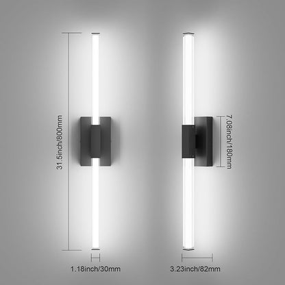Ralbay 32inch Black Vanity Light for Bathroom Lighting Bar 28W Modern LED Vanity Lights Matte Black Bathroom Wall Mounted Light Fixtures Over Mirror(5500K White Light)