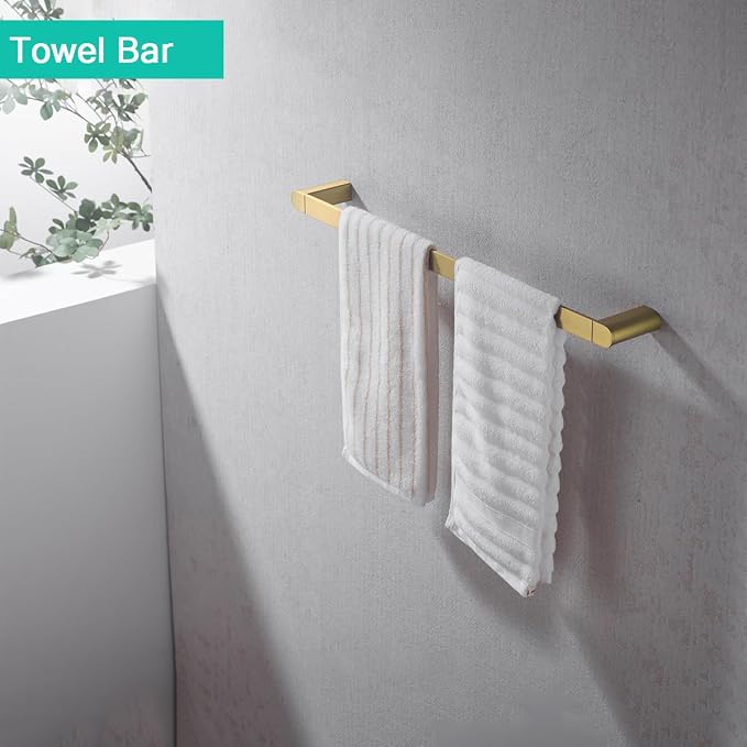 5-Pieces Bathroom Accessories Set,Stainless Steel Bathroom Hardware Set,23.6 Inch Bath Towel Bar Set, Towel Hooks,Towel Racks for Bathroom Wall Mounted,Champagne Bronze,SE96026S-5CB