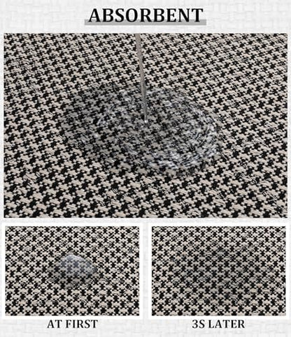 YIHOUSE Black Bathroom Rugs Sets 2 Pieces,Thin Bath Mat Quick Dry