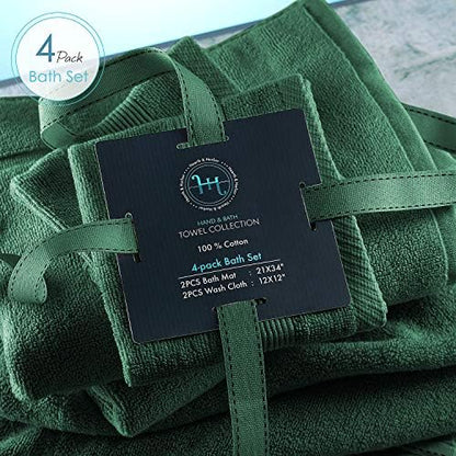 Hearth & Harbor Bath Mat Towels - 100% Ring Spun Cotton Luxury Towels - Ultra Soft & Highly Absorbent, Bathroom Towels, Floor Mat - Hunter Green