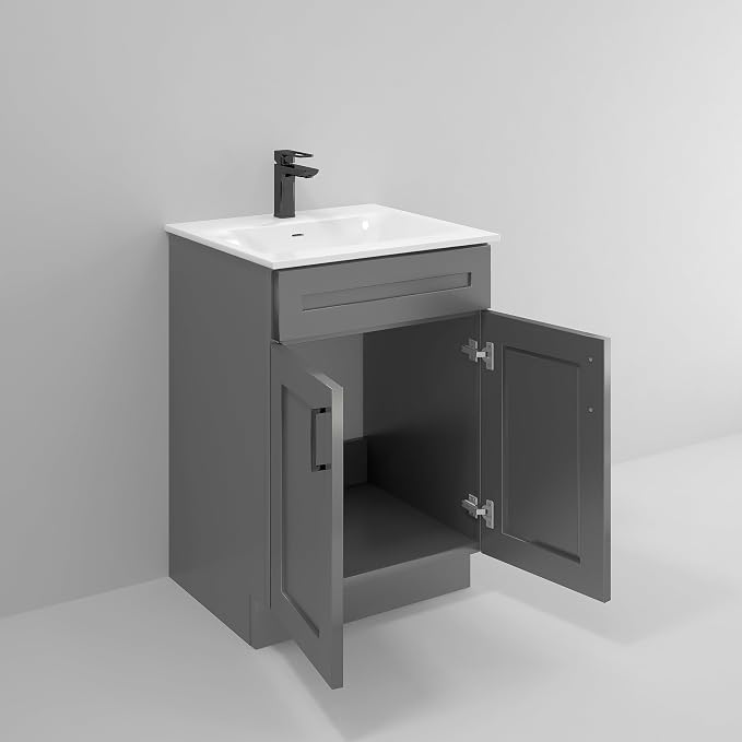 Bathroom Vanity Sink Base Ready-to-Assemble Bathroom Cabinet 24"/30'/36" Width (Vanity Base in Grey Shaker, 24 inch)