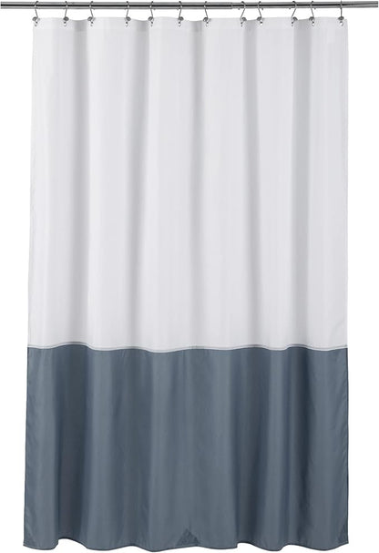 ALYVIA SPRING Waterproof Shower Curtain or Liner White/Stone Blue, 72x72 | 3 Magnets, Soft Cloth & Hotel Quality, Machine Washable, Light-Weight, Standard Size