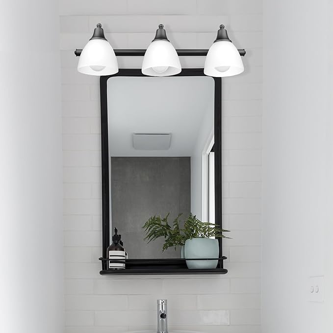 Globe Electric 51227 Jayden 5-Piece All-In-One Bathroom Set, Oil Rubbed Bronze, 3-Light Vanity Light with Frosted Glass Shades, Towel Bar, Toilet Paper Holder, Towel Ring, Robe Hook, Bulb Not Included