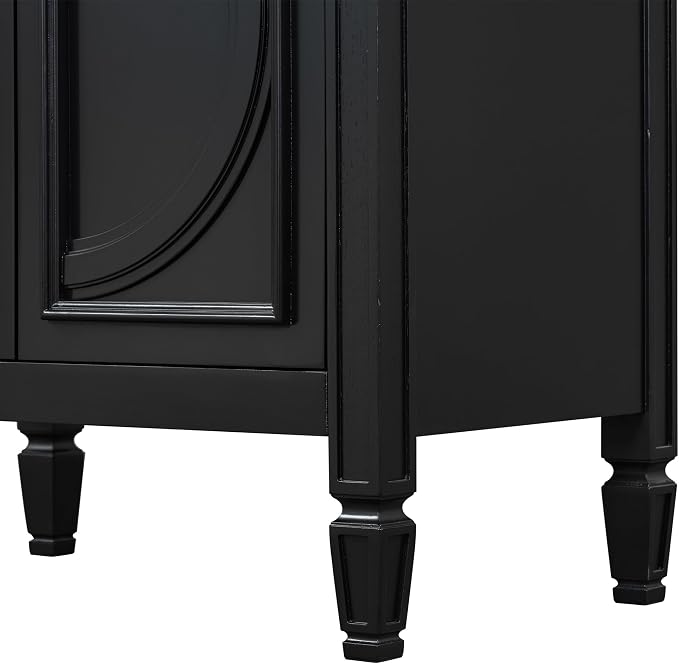 Christopher Knight Home Benton 30" Bathroom Vanity with Ceramic Sink, Rubberwood Frame, Adjustable Shelves, Soft Close Door Hinges, Storage Cabinet with 2-Tier Door Organizer, 1 Drawer, Black