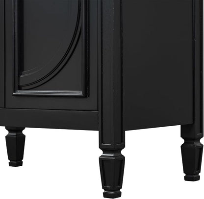 Christopher Knight Home Benton 30" Bathroom Vanity with Ceramic Sink, Rubberwood Frame, Adjustable Shelves, Soft Close Door Hinges, Storage Cabinet with 2-Tier Door Organizer, 1 Drawer, Black