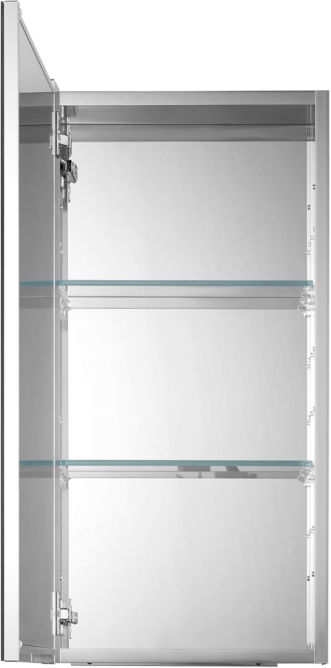 Sunrosa Aluminum Bathroom Medicine Cabinet with Mirror Door, Wall-mountable and Recessed-in Mirror Cabinet, 1 Door Medicine Cabinet Organizer (18"×27.5"×4.75"[SingleDoor])