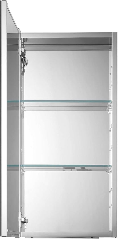 Sunrosa Aluminum Bathroom Medicine Cabinet with Mirror Door, Wall-mountable and Recessed-in Mirror Cabinet, 1 Door Medicine Cabinet Organizer (18"×27.5"×4.75"[SingleDoor])