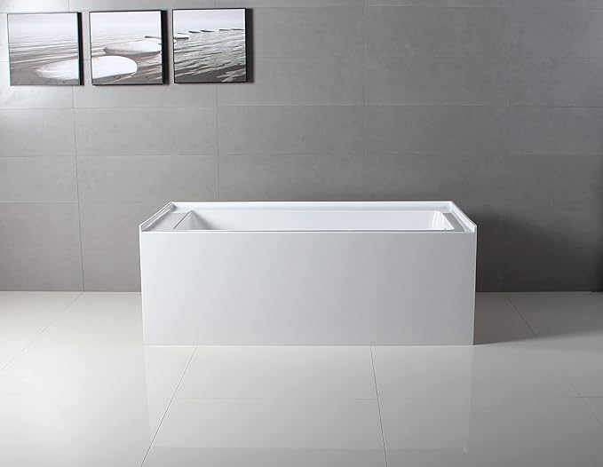 Kingston Brass Aqua Eden VTAP603622R 60-Inch Acrylic Alcove Tub with Right Hand Drain, White