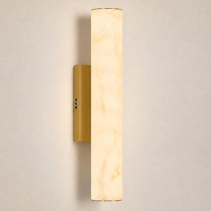 Alabaster Wall Sconce, 20in Linear Gold Brass Wall Sconces, Luxury Marble Look Bathroom Vanity Light, 3000K Dimmable Hardwired Wall Lamp for Living Room Bedroom Hallway, 1 Pack, Faux Alabaster