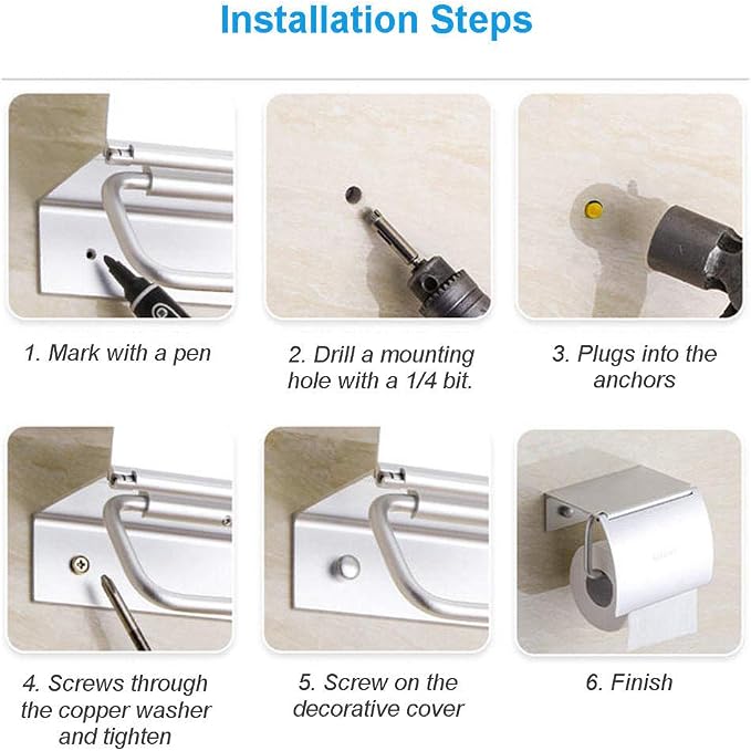 Toilet Paper Holder Wall Mounted with Phone Shelf Tray for Bathroom Restroom Hotel,Aluminum TP Holder Wall Mount with Cover Lid Metal Modern Rust Free Universal Tissue fit Mega Roll, Matte Silver | With Cover Lid, Cat Proof, Aluminum Metal, Rustproof, ...