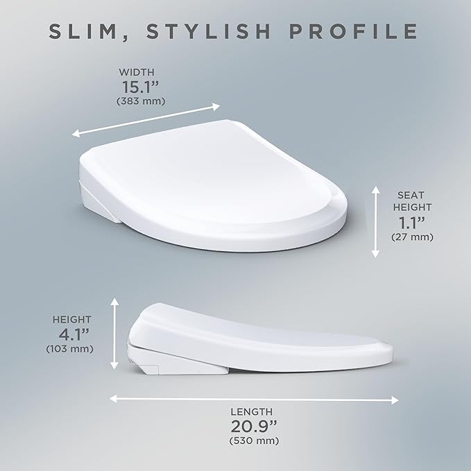 TOTO® WASHLET®+ S7 Electronic Bidet Toilet Seat with EWATER+® Bowl and Wand Cleaning and Classic Lid, Elongated, Cotton White - SW4724AT40#01