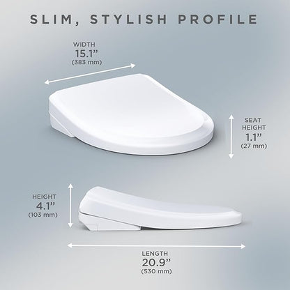 TOTO® WASHLET®+ S7 Electronic Bidet Toilet Seat with EWATER+® Bowl and Wand Cleaning and Classic Lid, Elongated, Cotton White - SW4724AT40#01