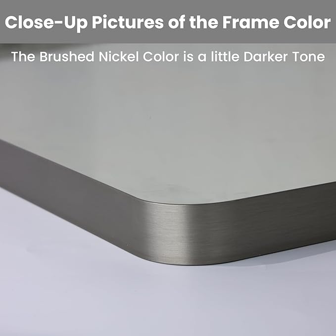 LOAAO Brushed Nickel Bathroom Mirror 77X36 Inch | Rounded Rectangle, Silver Metal Frame, Anti-Rust, Hangs Horizontally or Vertically, Tempered Glass