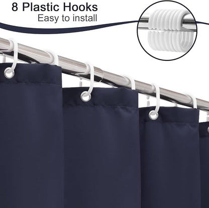 AooHome 48 Width x 72 Height inch Shower Liner, Stall Size Fabric Solid Color Bathroom Curtain with Hooks, Weighted Hem, Waterproof, Navy Blue