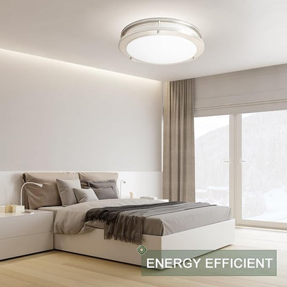 13.01inch LED Flush Mount Ceiling Light Fixture Remote Dimmable Matte Black, Easy Install LED Ceiling Lamp Without Flicker, Super Bright 36W 3600LM Warm to White Light 2700K to 6500K 2-Pack
