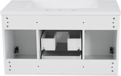 LUMISOL 36" Floating Vanity Bathroom with Sink, Wall Mounted Bathroom Vanity with 2 Doors & 2 Drawers, Modern Bathroom Storage Cabinet with Undermount Sink, White