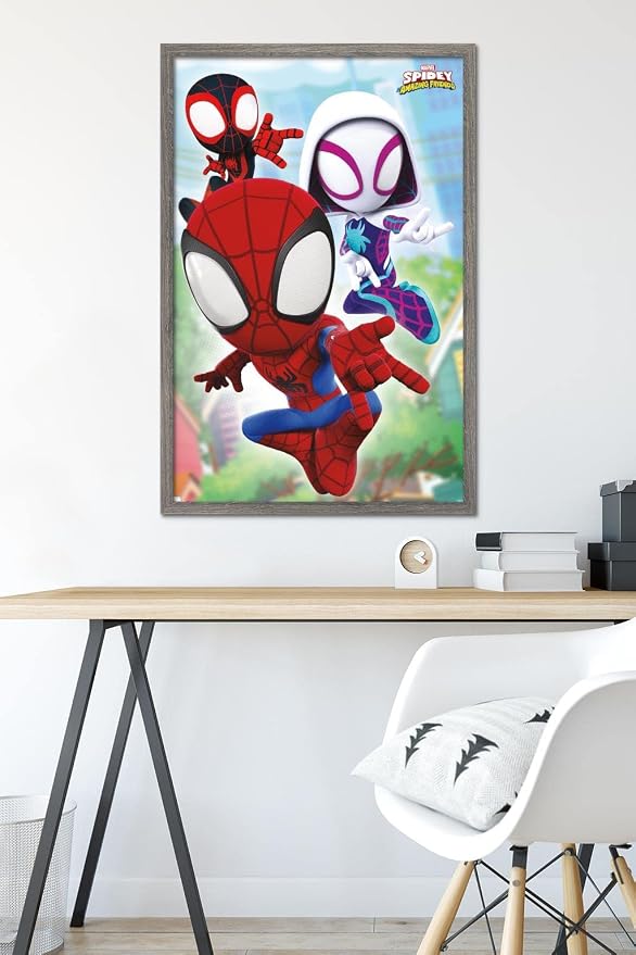 Trends International Marvel Spidey and His Amazing Friends - Webs Wall Poster, 22.37" x 34.00", Barnwood Framed Version