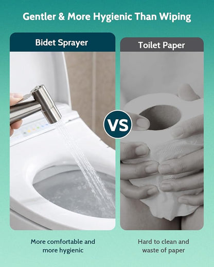 LUFEIDRA Handheld Bidet Sprayer, Adjustable Water Pressure, RV Toilet Use | Upgraded Leak-Free PVC Bidet Hose, 7/8" Brass T-valve, Stainless Steel, Feminine Wash, Cloth Diaper Rinse, Easy Install