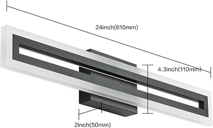SOLFART 24 inch LED Vanity Lights Black Bathroom Light Fixture 5 Color Adjustable Bathroom Vanity Lights Over Mirror LED Vanity Lighting Fixtures Light Bar 5CCT