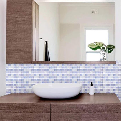3D Mosaic Tile Sticker Removable Wallpaper Tile Purple, 3D Self Adhesive Wall Tiles Bathroom Wall Tiles for Kitchen Backsplash Purple, PVC Square Decorative Vinyl Decals, 4 Sheets