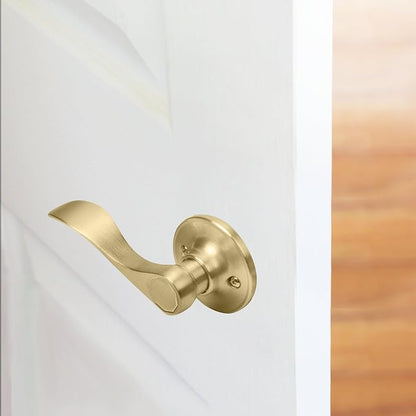 Design House Springdale One-Sided Non-Turning Dummy Door Lever, Satin Gold, Decorative Interior Door Handle for Closet, Pantry, and French Doors, Reversible Surface Mount Hardware, 728873 | Surface, Transitional, Brass, Hardware, 728873
