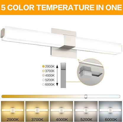 Brushed Nickel Vanity Lights for Bathroom 24 Inch, Modern LED Bathroom Lighting Fixtures Over Mirror, 18W 5CCT Dimmable Vanity Lights Bar