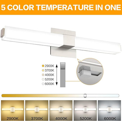 Bathroom Light Fixtures Brushed Nickel : 24 Inch Dimmable Modern Minimalist LED Vanity Light Bar Moisture-Proof 5CCT